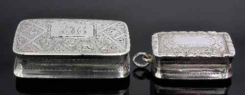 Appraisal: A George IV silver rectangular vinaigrette of slightly bulbous shape