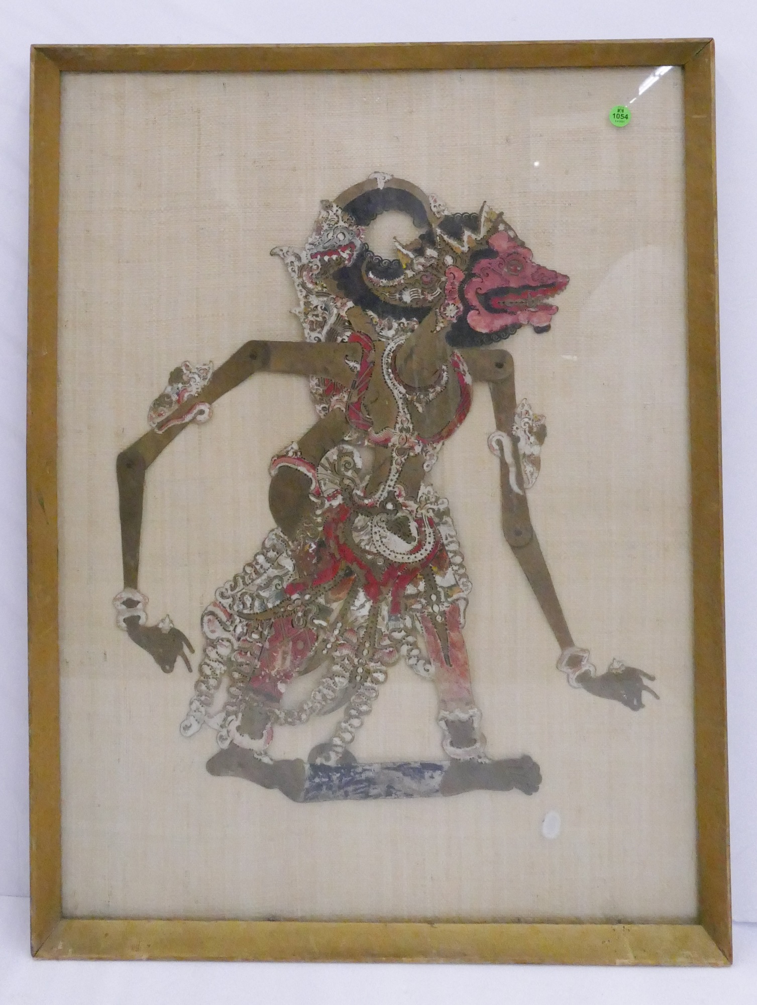 Appraisal: Old Thai Shadow Puppet Framed- x ''