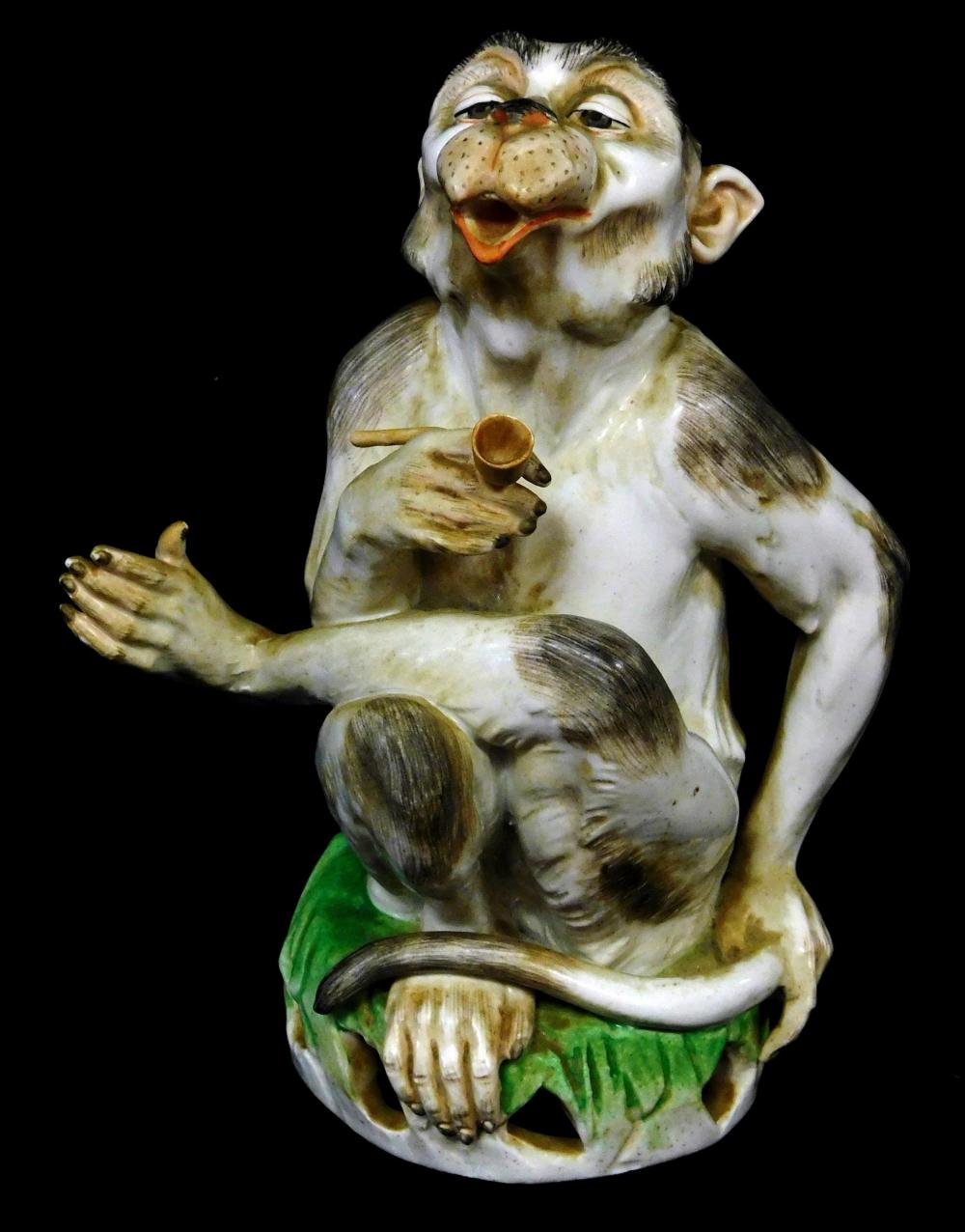 Appraisal: Dresden porcelain figure of a monkey smoking a pipe polychrome