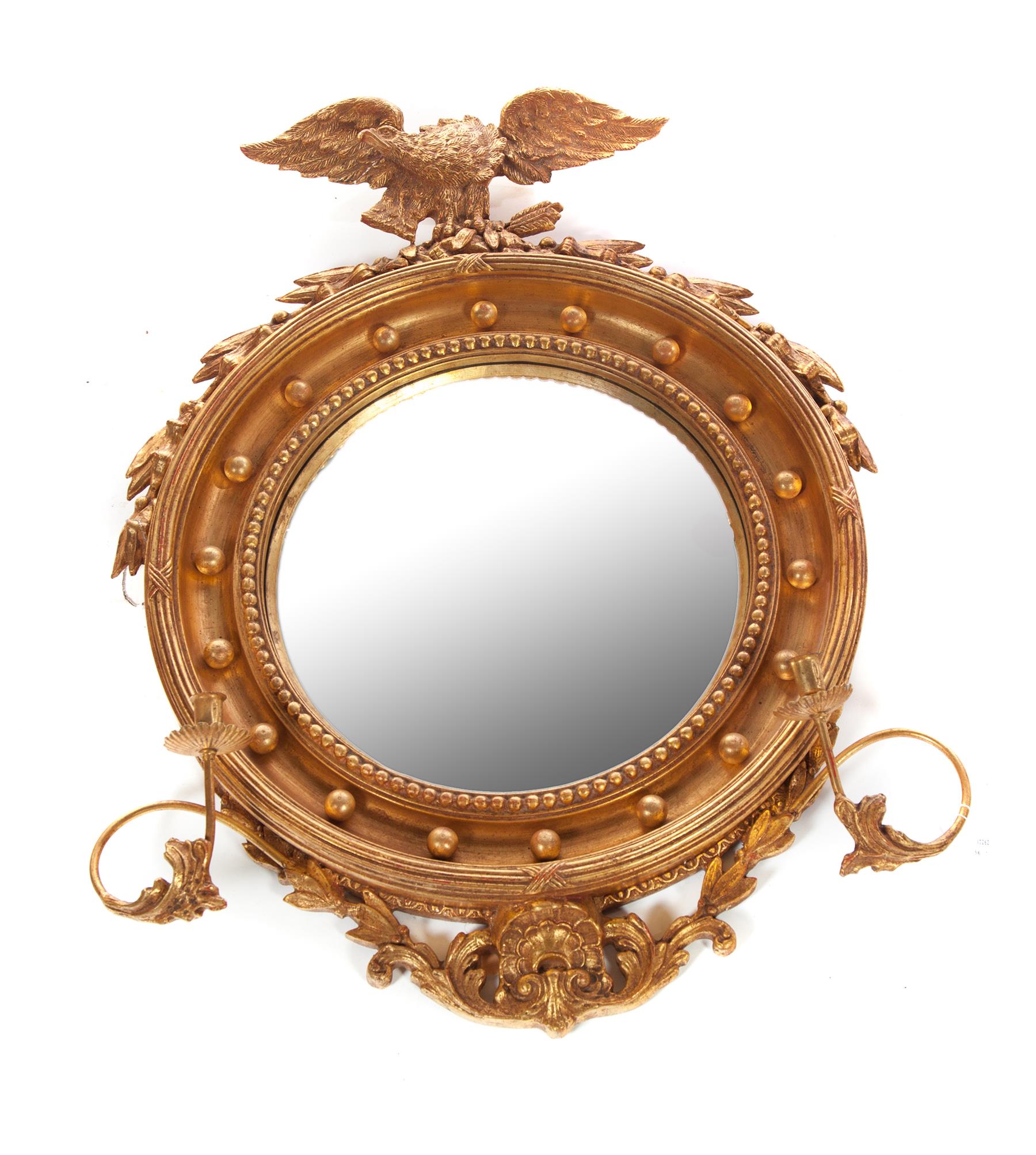 Appraisal: FEDERAL-STYLE MIRROR WITH EAGLE CREST American th century Wood and