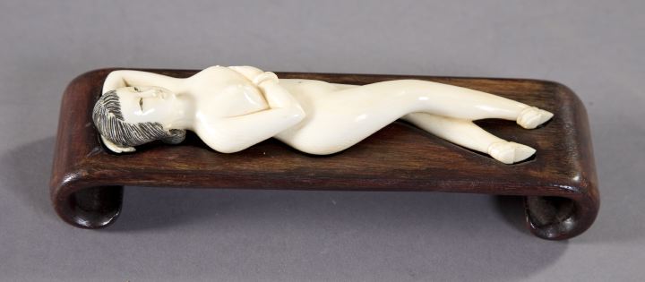 Appraisal: Kuang Hsu Carved and Black Enamel-Detailed Ivory Doctor's Figure fourth