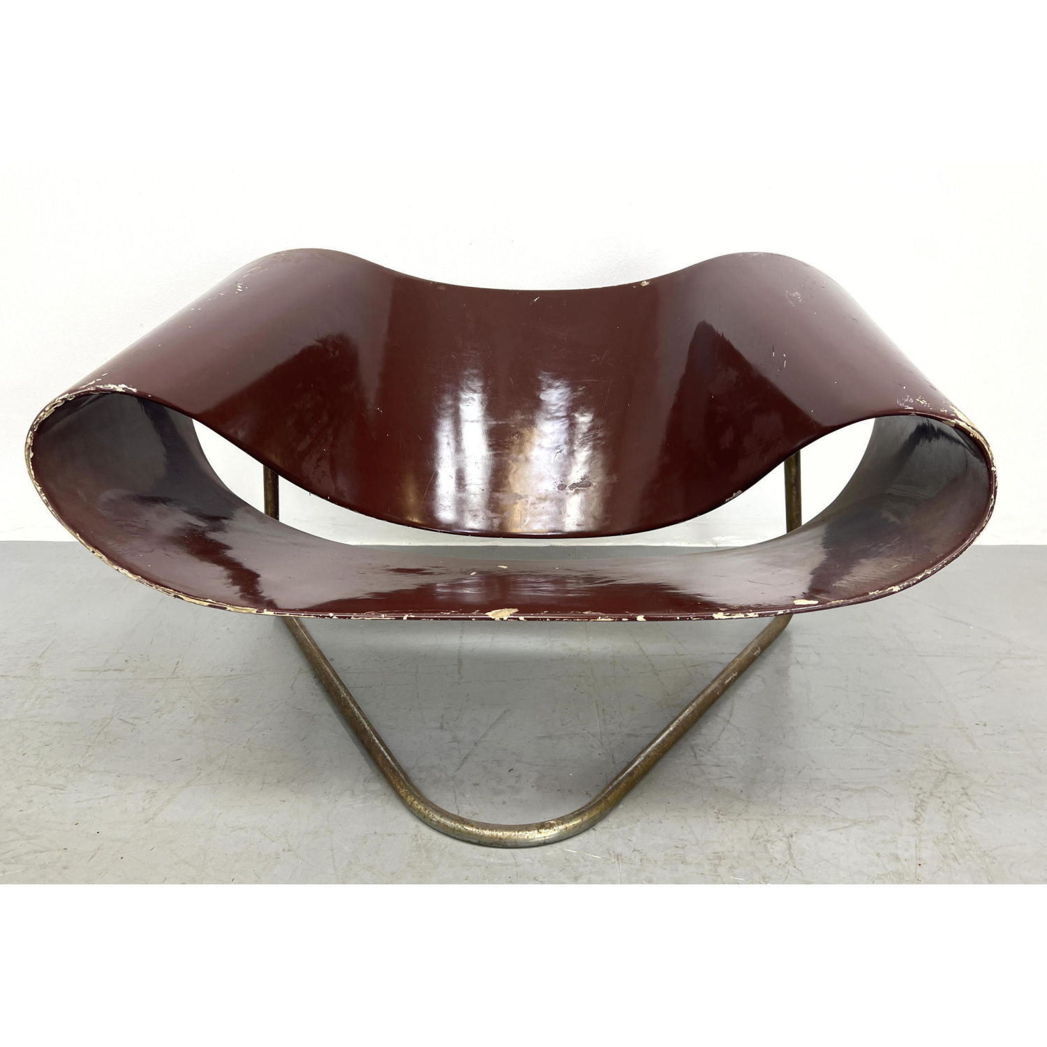 Appraisal: CESARE LEONARDI FRANCA STAGI Molded Brown Ribbon Chair Lacquered Fiberglass