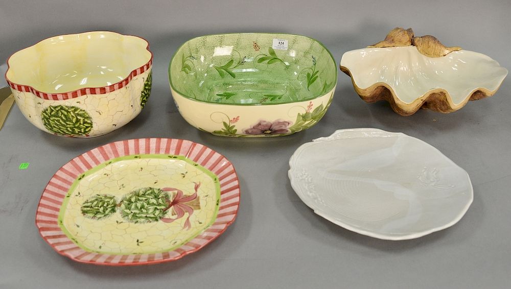 Appraisal: Group of six serving pieces to include Terrafirma ceramic shell