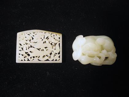 Appraisal: Two Chinese carved celadon jade items th century