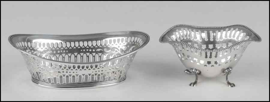 Appraisal: GORHAM FILIGREE STERLING SILVER OBLONG BASKET Together with an American