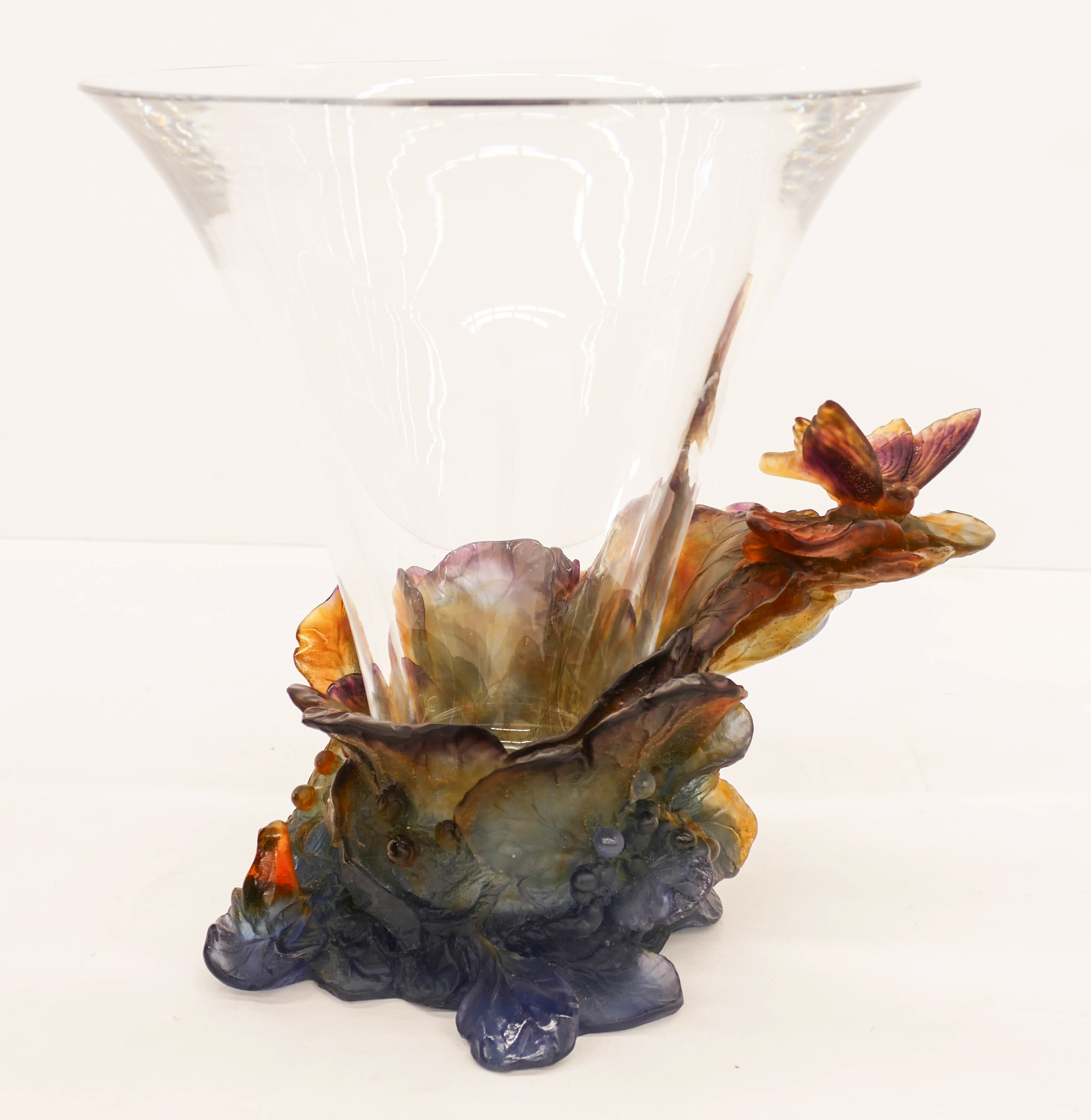 Appraisal: Daum ''Papillon'' Pate de Verre and Crystal Vase ''x ''