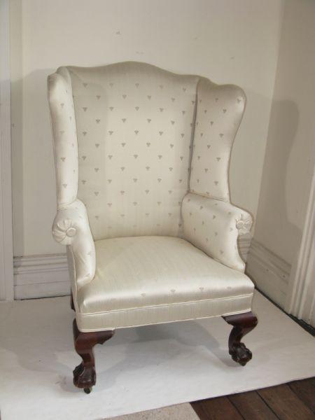 Appraisal: Antique Chippendale Style Wing Chair late th c having bold