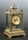 Appraisal: CRYSTAL REGULATOR - Circa brass and enamel cased crystal regulator