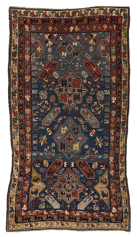 Appraisal: Kazak Rug early th century blue field with four central