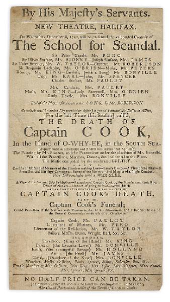 Appraisal: COOK'S DEATH PLAYBILL By His Majesty's Servants New Theatre Halifax