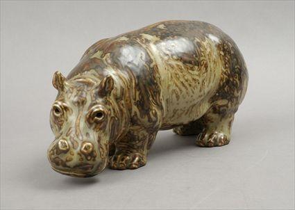 Appraisal: Knud Kyhn for Royal Copenhagen Stoneware Figure of a Hippopotamus