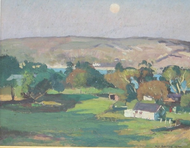 Appraisal: John William Will Ashton - Landscape - Moonrise oil on