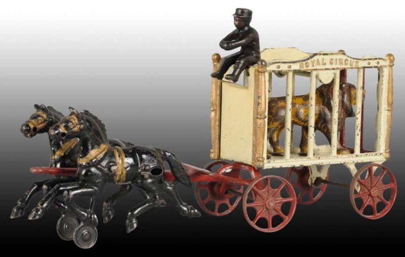 Appraisal: Medium Cast Iron Hubley Royal Circus Wagon Toy Description Gold