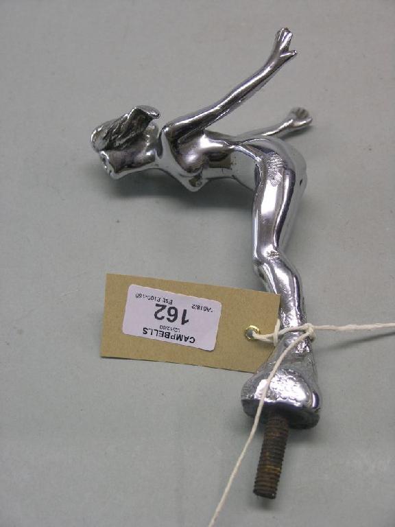 Appraisal: A 's chromium car mascot nude lady in diving position