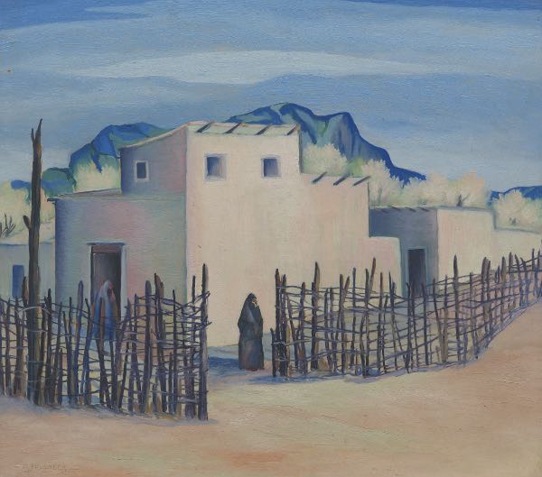 Appraisal: HARVEY GREGORY PRUSHECK AMERICAN - x Adobe house Oil on