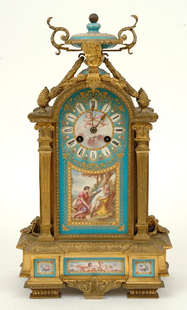 Appraisal: A FRENCH GILT METAL SEVRES STYLE MANTEL CLOCK Having an