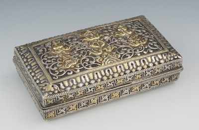 Appraisal: A Decorative Silver And Gold Metal Box Hand made hinged