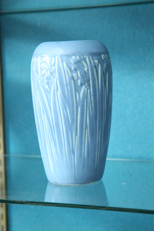 Appraisal: ROOKWOOD VASE Blue vase with banded rim and embossed floral