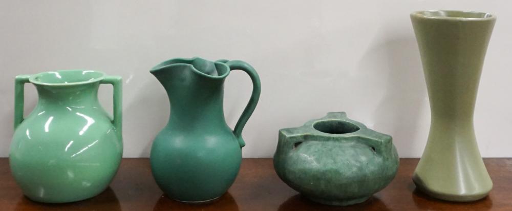 Appraisal: Collection of Contemporary American Green Glazed Pottery Table Articles