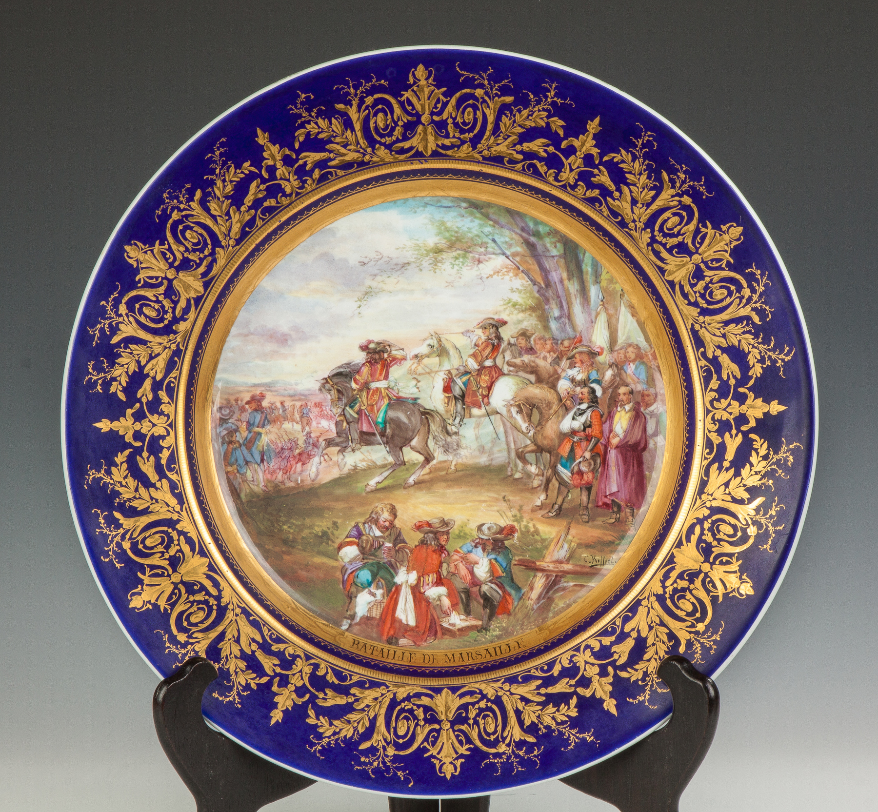 Appraisal: Sevres Hand Painted Porcelain Charger Bataille de Marsaille th century