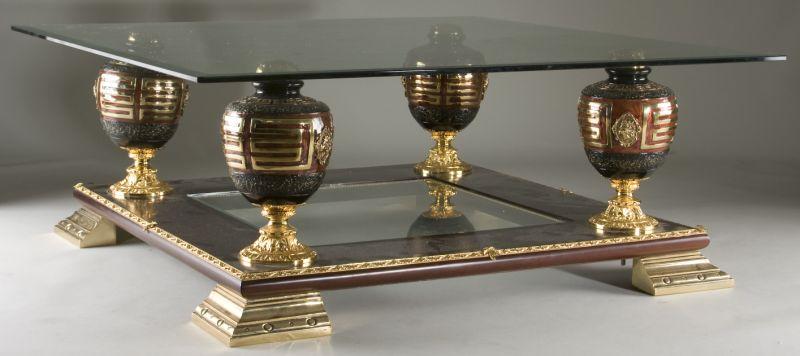 Appraisal: Glass Top Coffee Table Square Form the top resting upon