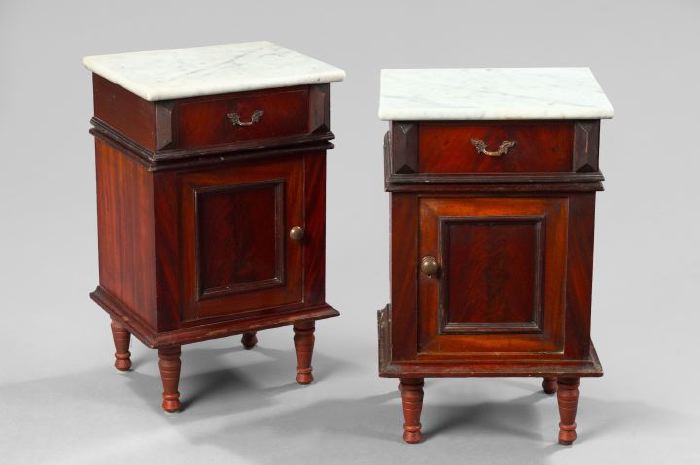 Appraisal: Pair of Continental Mahogany and Marble-Top Nightstands ca and later