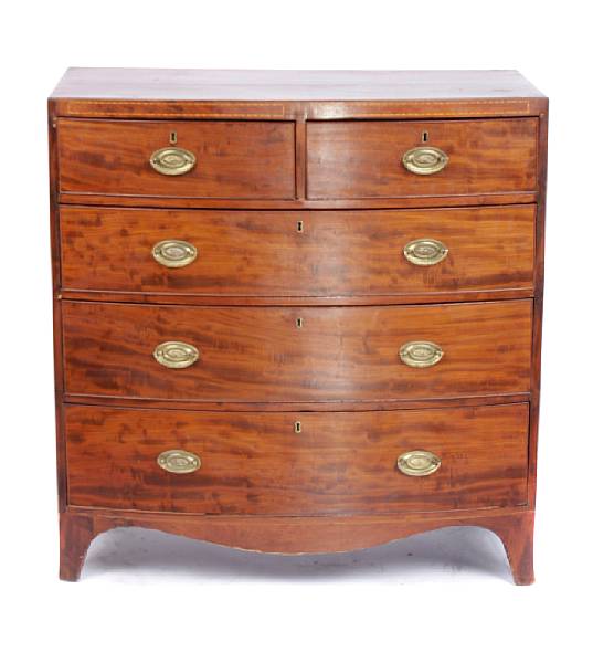 Appraisal: A Regency mahogany bowfront chest of drawers height in width