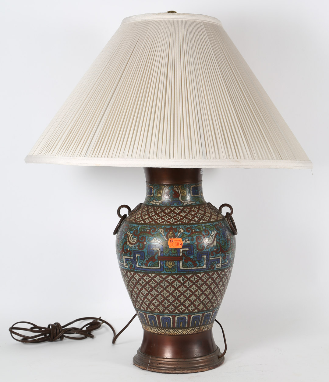 Appraisal: a Chinese champleve vase lamp Undernumber a