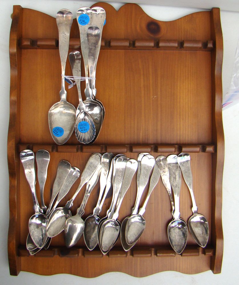 Appraisal: TWENTY-SEVEN COIN SILVER SPOONS By various makers including Palmer Bachelders