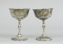 Appraisal: Pair of Mexican Sterling Silver Chalices Pair of matching goblets