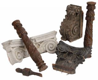 Appraisal: Six Wooden Carved Architectural Fragments American or Continental th century