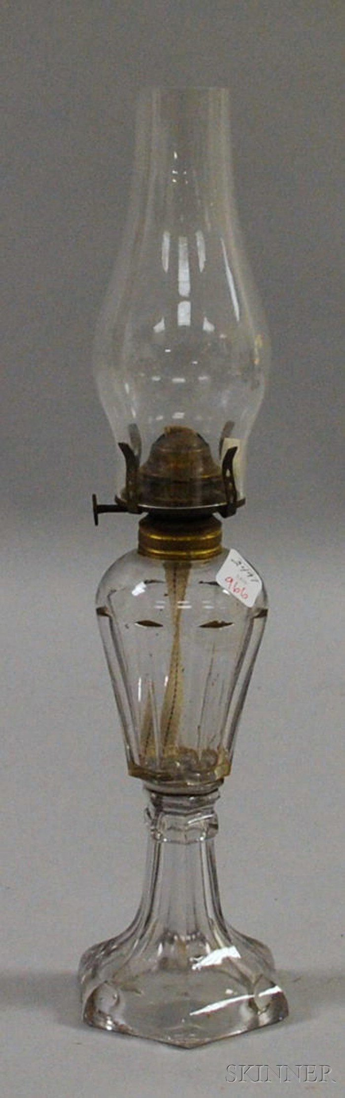 Appraisal: Sandwich Colorless Glass Fluid Lamp