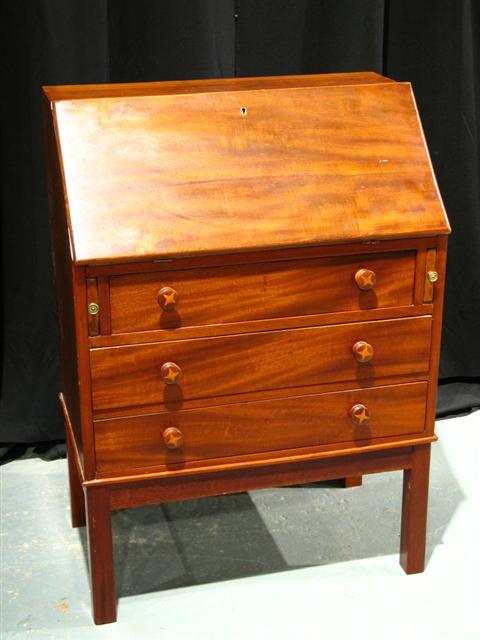 Appraisal: FOLK MAHOGANY SLANT FRONT DESK WITH STARS The slant top