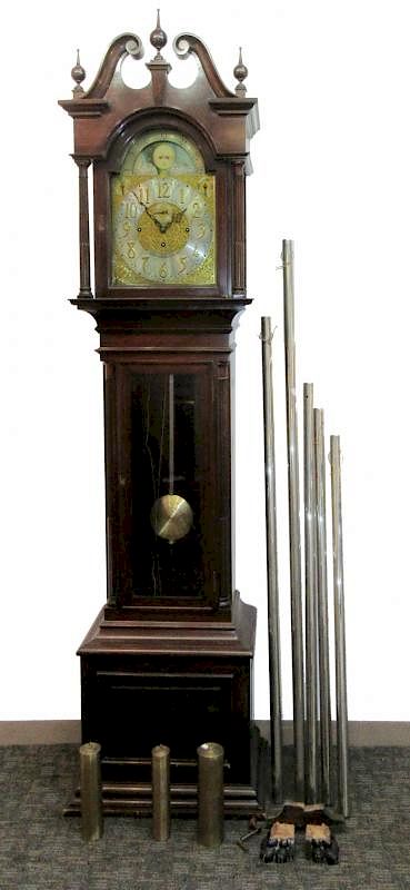 Appraisal: Mahogany Tube Chime Hall Clock Mahogany Tube Chime Hall Clock