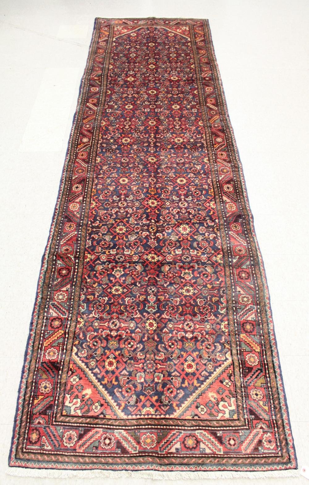 Appraisal: HAND KNOTTED PERSIAN LONG RUG Hamadan Province northwest Iran overall