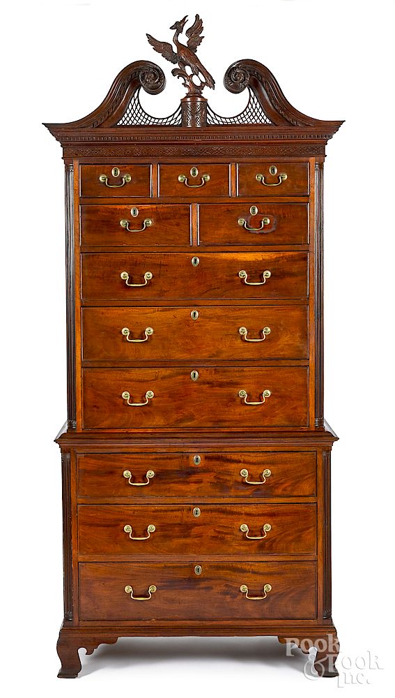 Appraisal: Philadelphia Chippendale mahogany chest on chest Philadelphia Chippendale mahogany chest