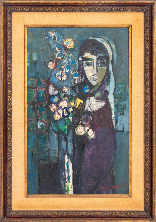 Appraisal: ZVI MAIROVITCH 'WOMAN WITH FLOWERS' OIL ON CANVAS Zvi Mairovitch