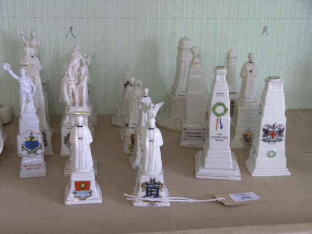 Appraisal: Twenty-one crested china World War memorials many as obelisks others