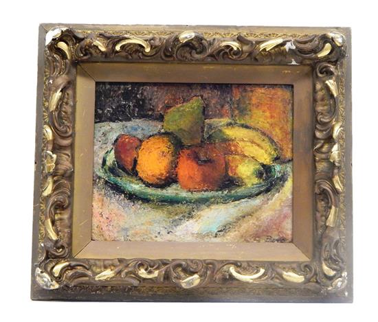 Appraisal: Boro th C oil on fiberboard Impressionistic still life depicting