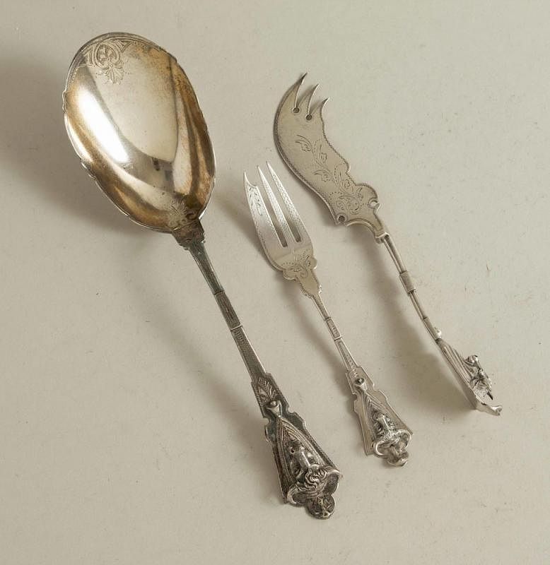 Appraisal: Three Silver Table Items George Sharp Three George Sharp silver