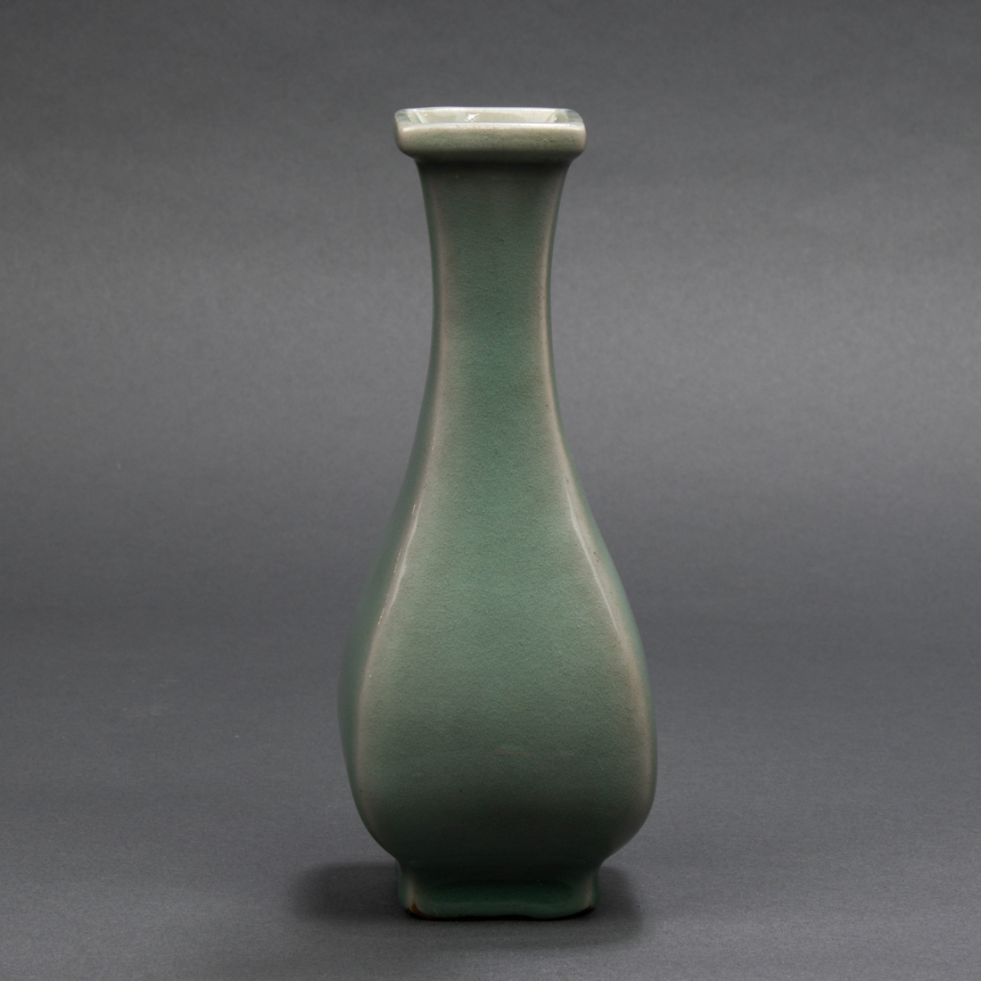 Appraisal: CHINESE LONGQUAN CELADON GLAZED SQUARE-FORM VASE Chinese Longquan celadon glazed