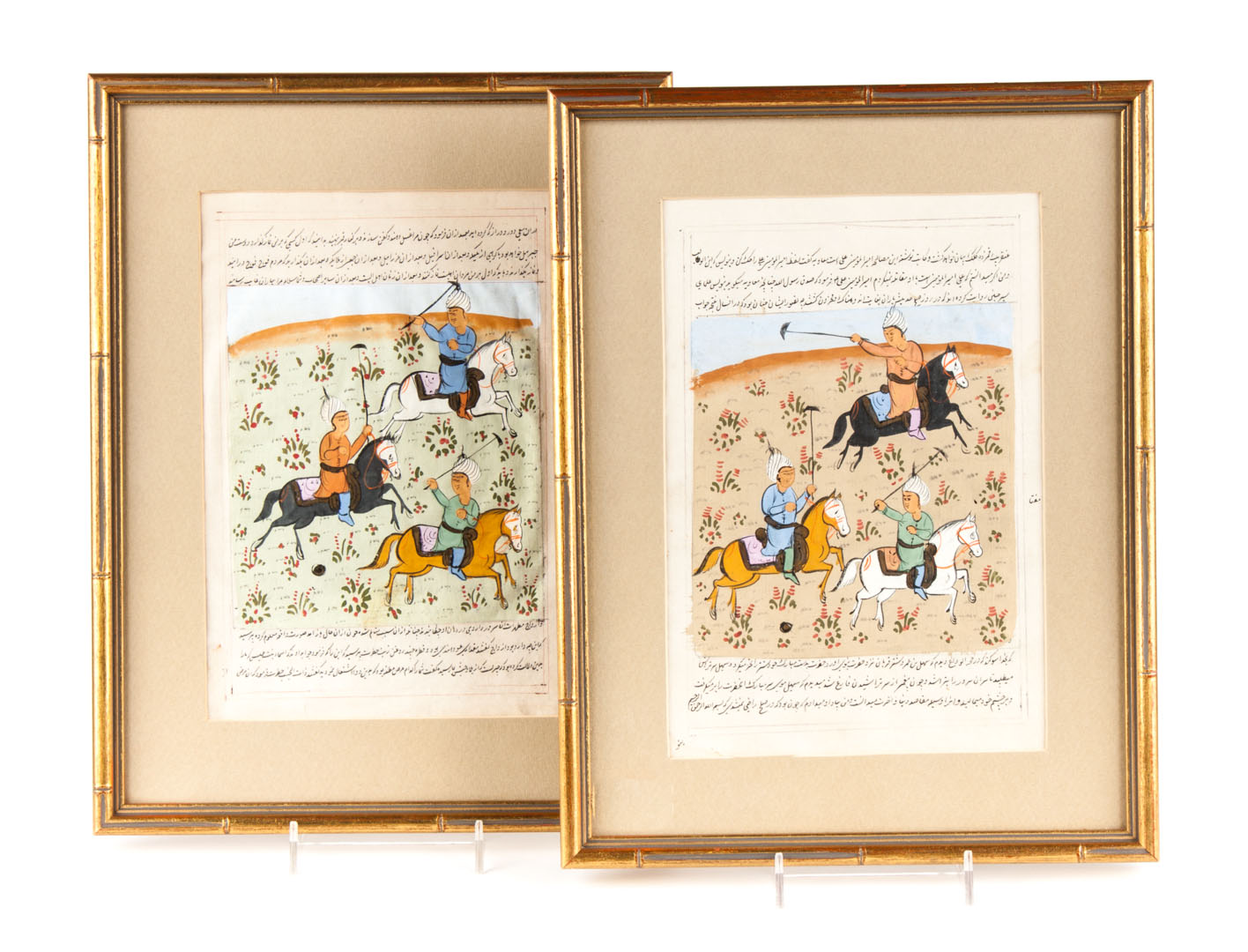 Appraisal: Manuscript Pages Two Indo-Persian items each with a miniature depicting