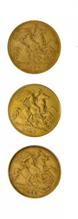 Appraisal: EDWARD VII HALF SOVEREIGN AND about F