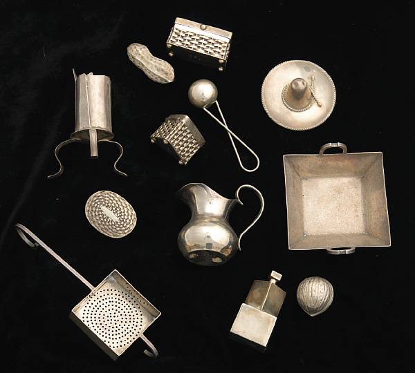 Appraisal: A group of Mexican novelty sterling boxes etc Comprising scent