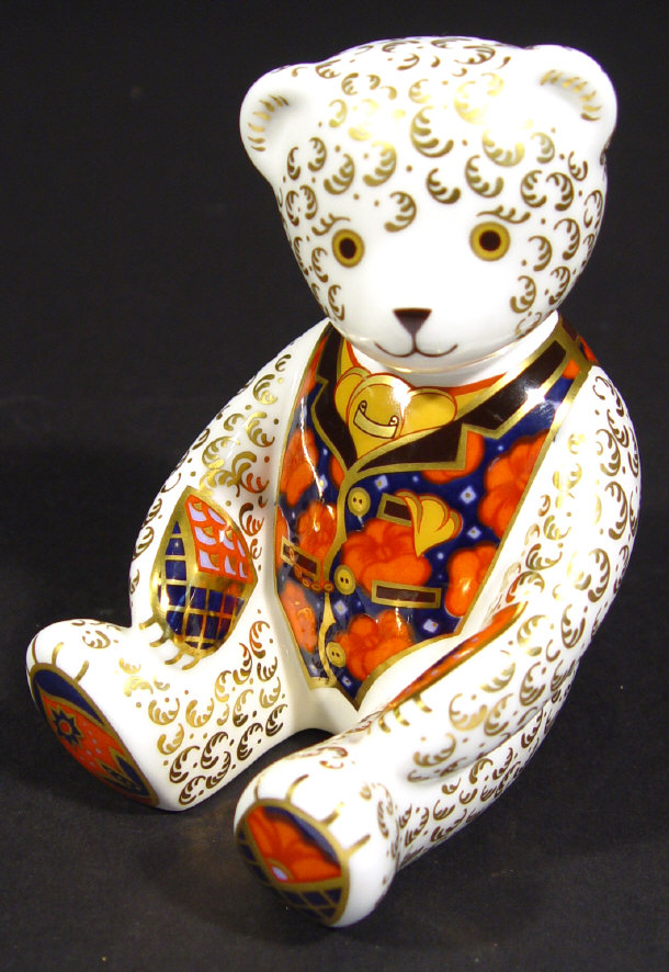 Appraisal: Royal Crown Derby teddy bear paperweight with silver stopper and