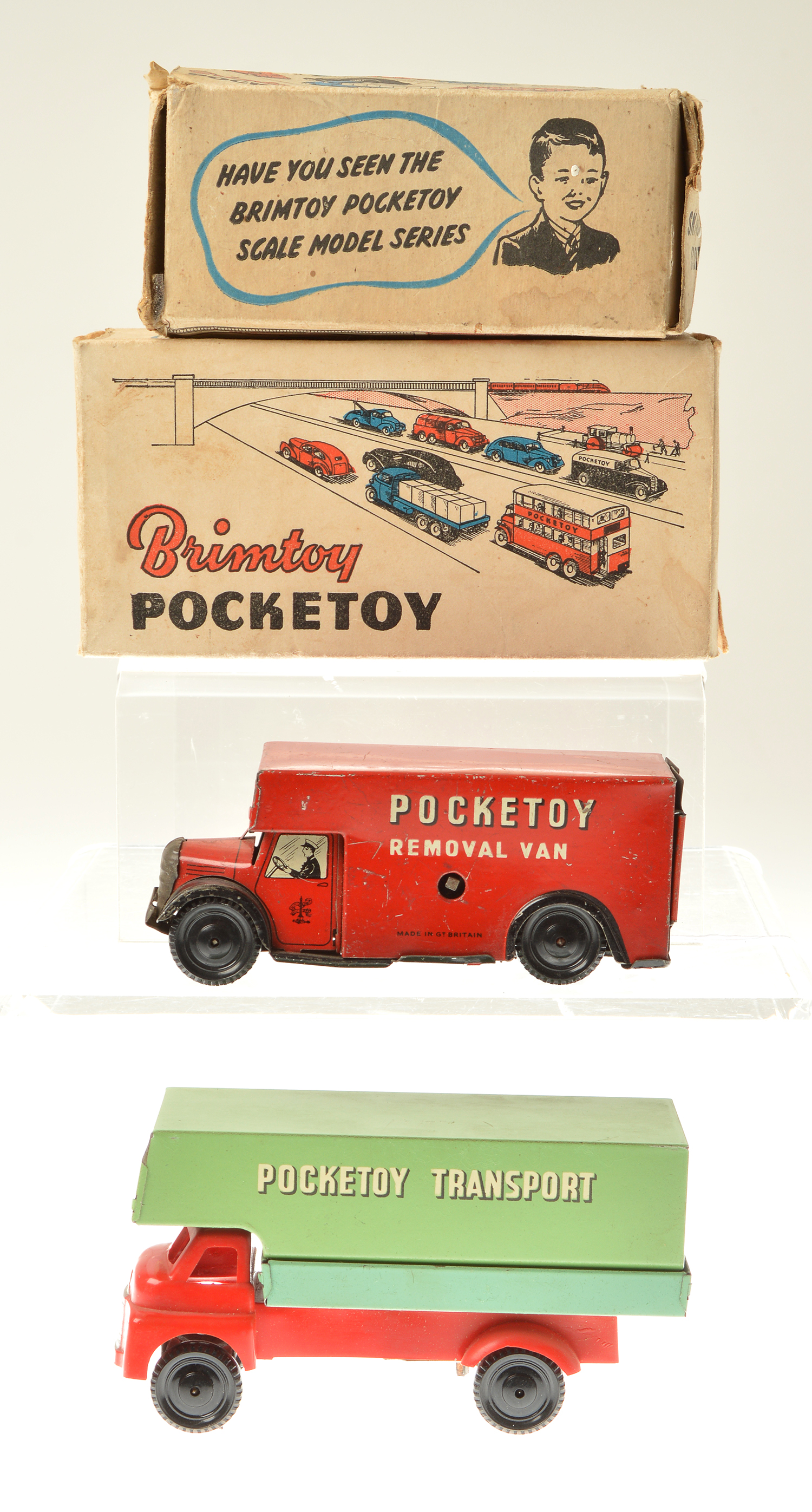 Appraisal: X CLOCKWORK BRIMTOY POCKET TOY MODELS INCLUDING A COVERED VAN