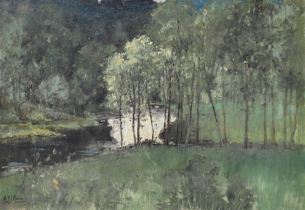 Appraisal: CLAIRE A J French - Landscape with Stream Oil Canvas