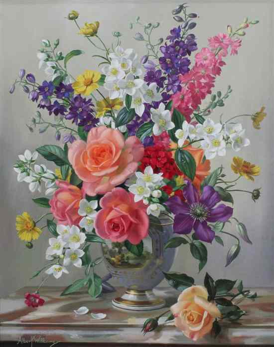 Appraisal: Albert Williams - oil on canvas Summer flowers in a