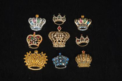 Appraisal: Group of rhinestone crown brooches s