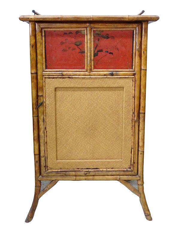 Appraisal: English Victorian Bamboo Chinoiserie Cabinet English Victorian Bamboo Chinoiserie Cabinet